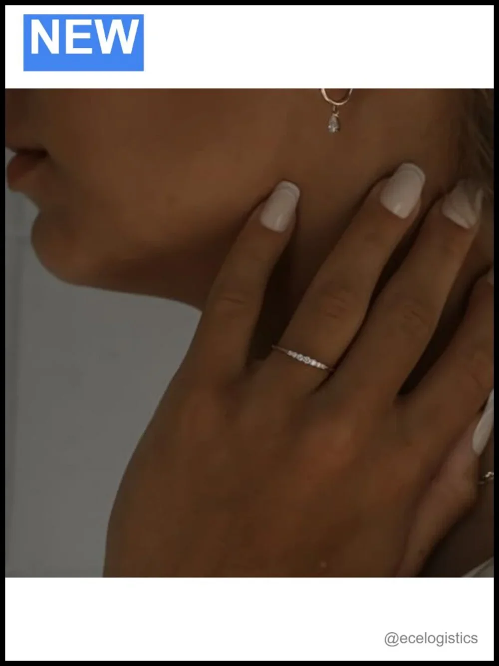 14K Gold Moissanite Ring 7 Stone Pavé Stackable Minimalist Band